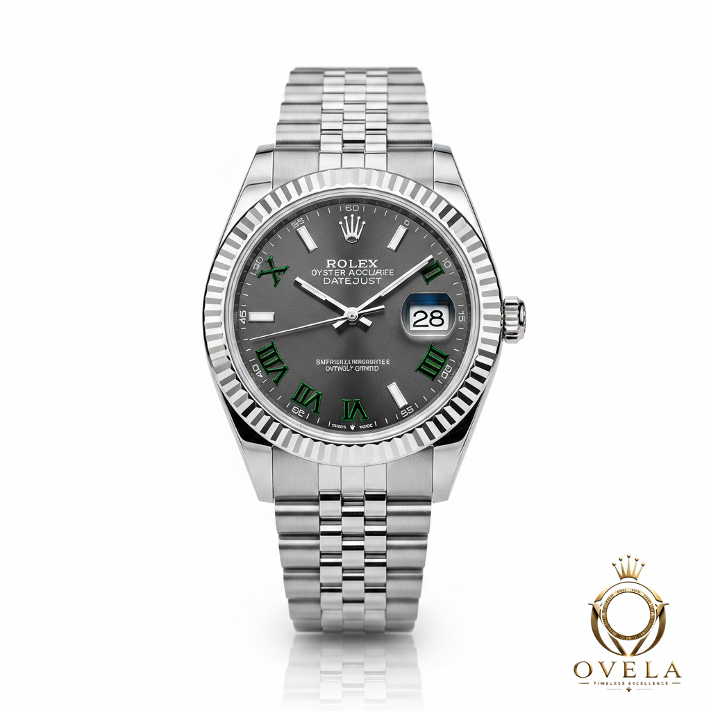 Rolex Datejust Wimbledon - Fond blanc avec logo OVELA