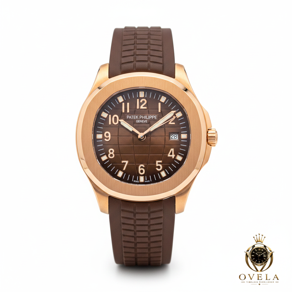 Patek Philippe Aquanaut Or Rose Chocolat - Couverture fond blanc