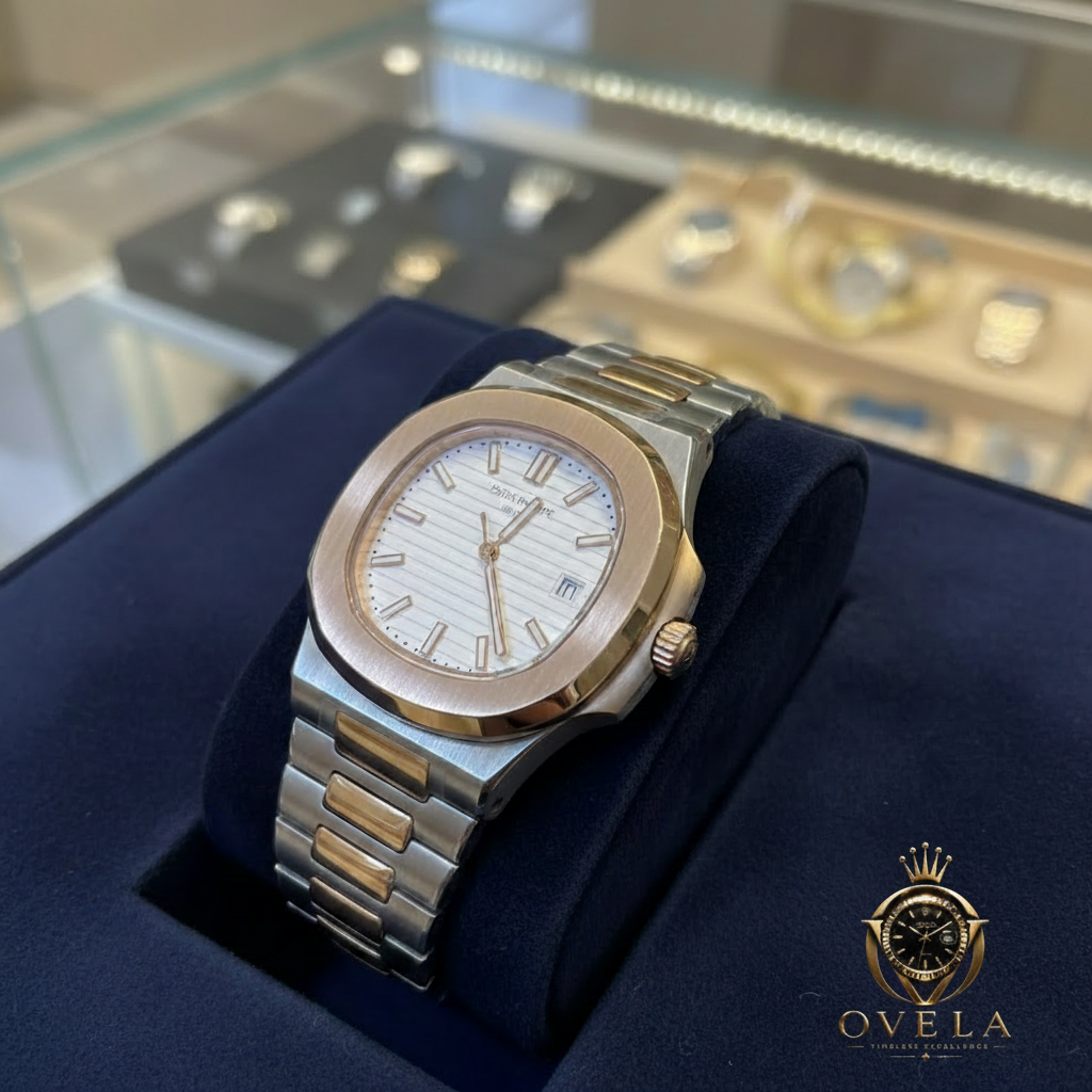 Patek Philippe Nautilus Bicolore - Coussin velours avec logo OVELA
