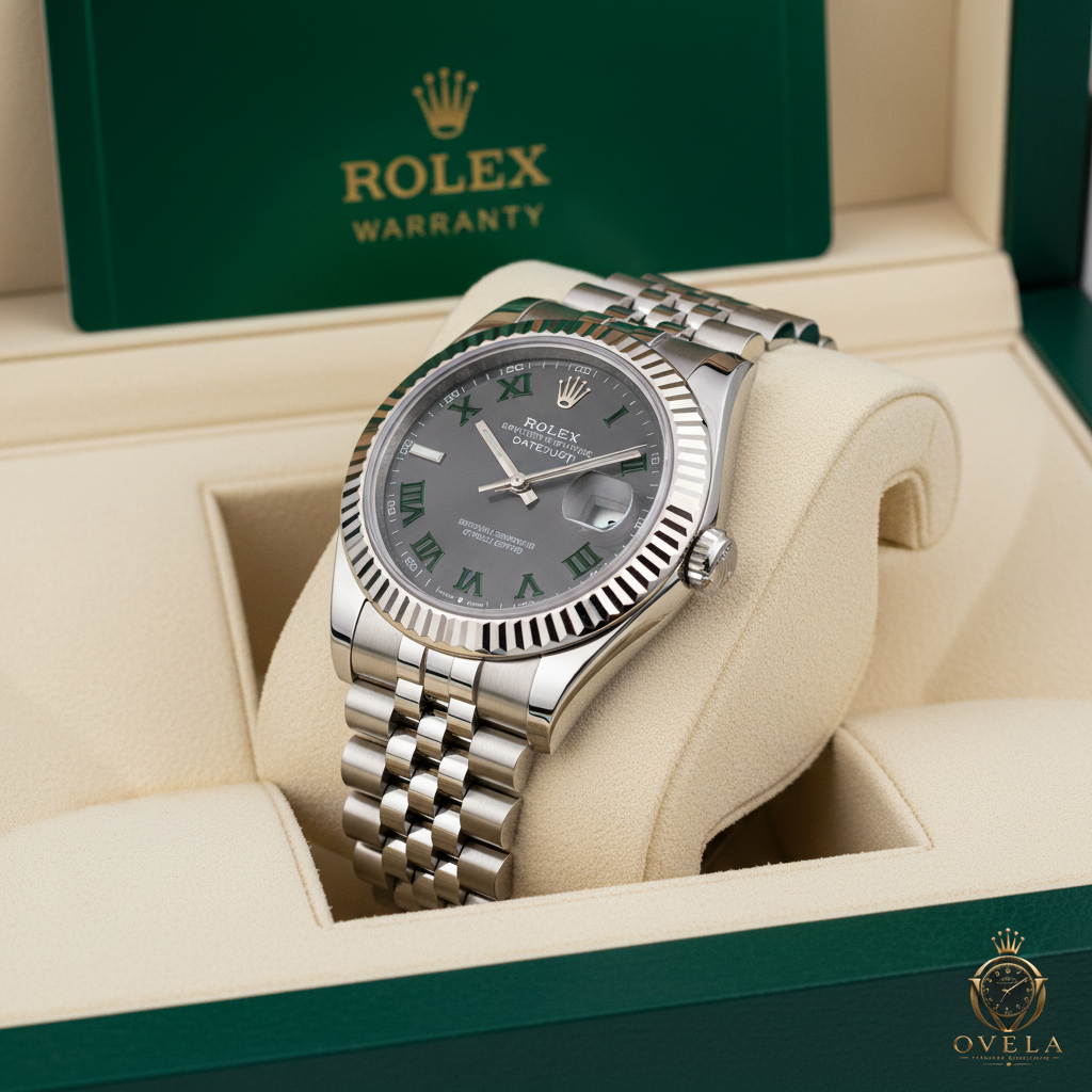 Rolex Datejust Wimbledon - Côté boîte avec logo OVELA