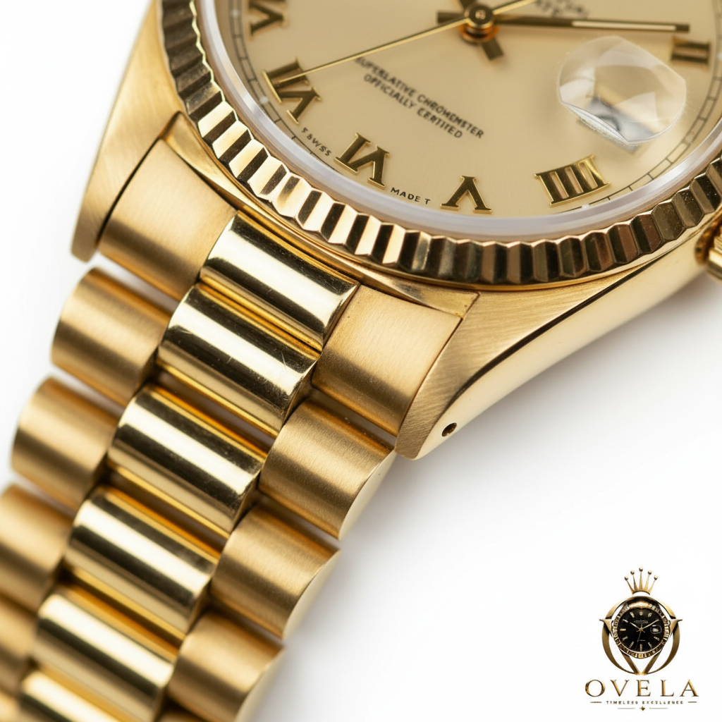 Rolex Day-Date - Détail bracelet President or jaune