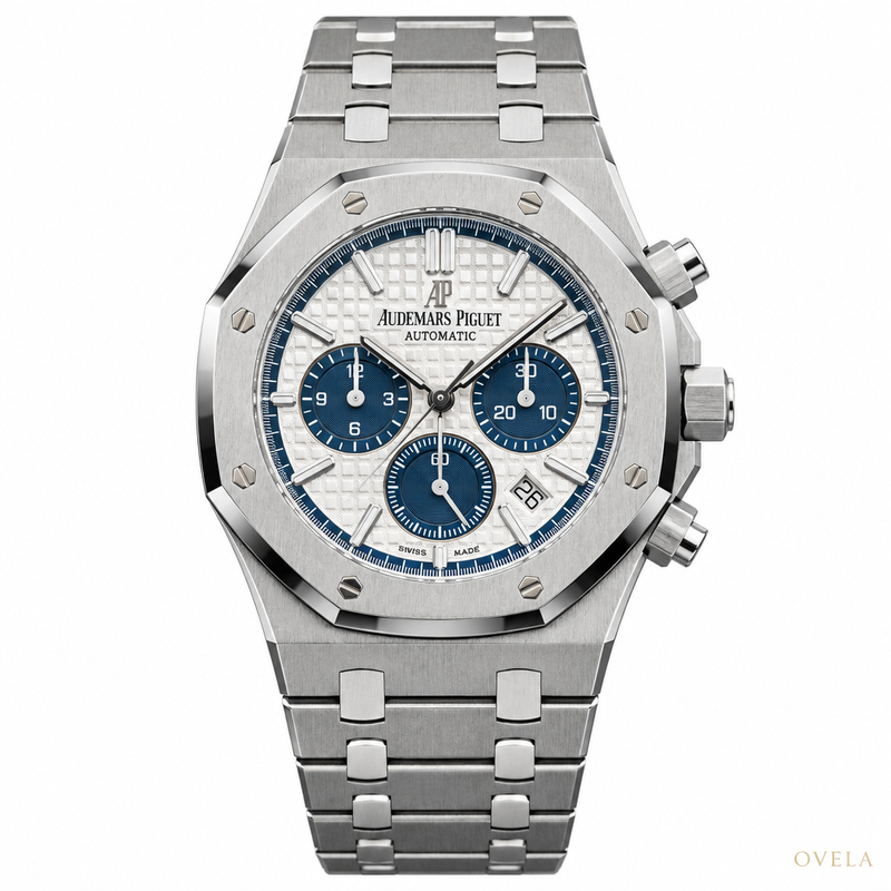 Audemars Piguet Royal Oak Chronographe — Acier | Cadran Blanc | Sous-dials Bleus