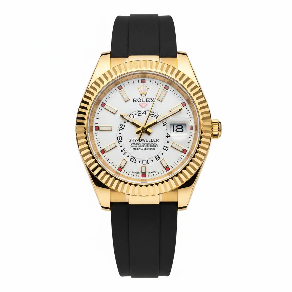 Rolex Sky-Dweller or jaune fond blanc