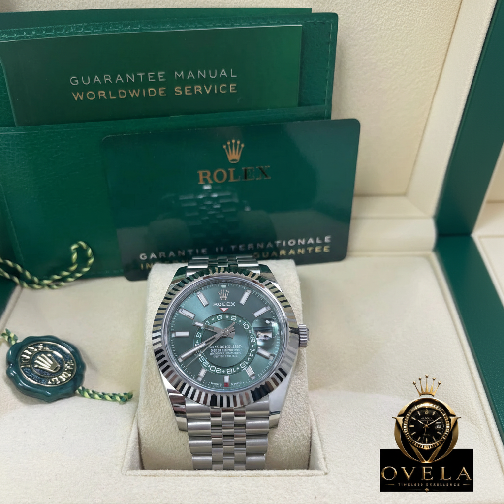 Sky-Dweller Green Jubilee - Boîte face avec logo OVELA