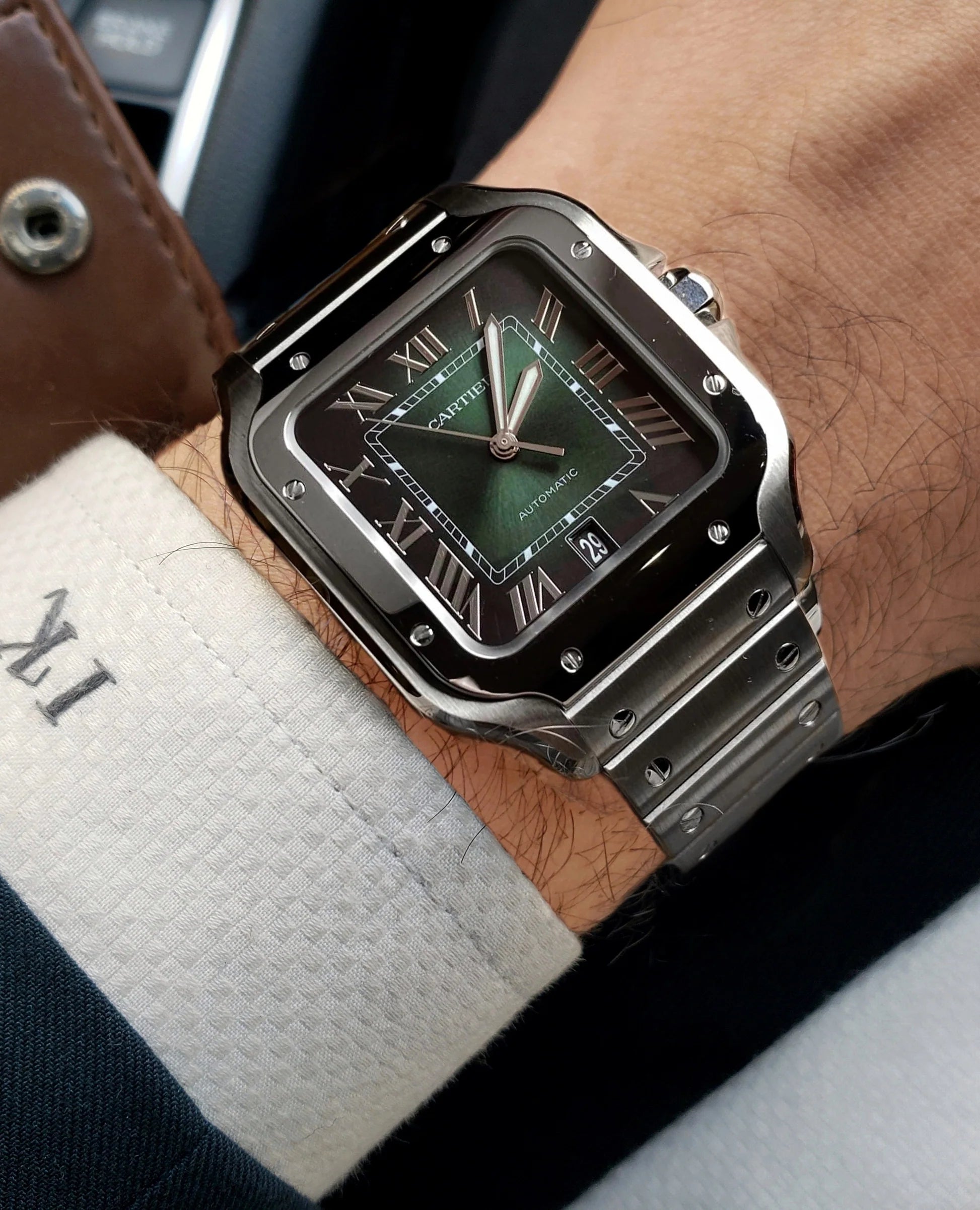 Cartier SANTOS de Cartier grand modèle fond vert