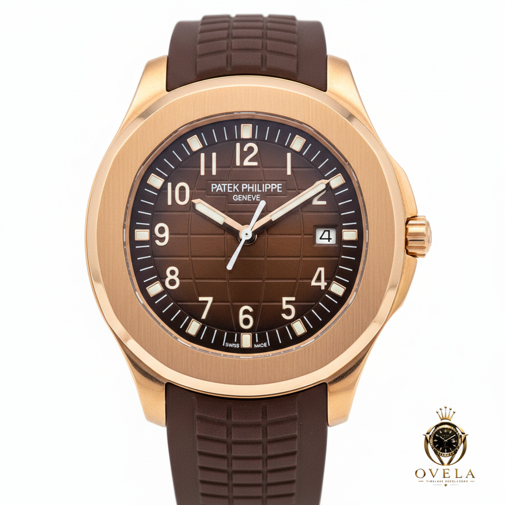 Patek Philippe Aquanaut Or Rose - Gros plan cadran chocolat
