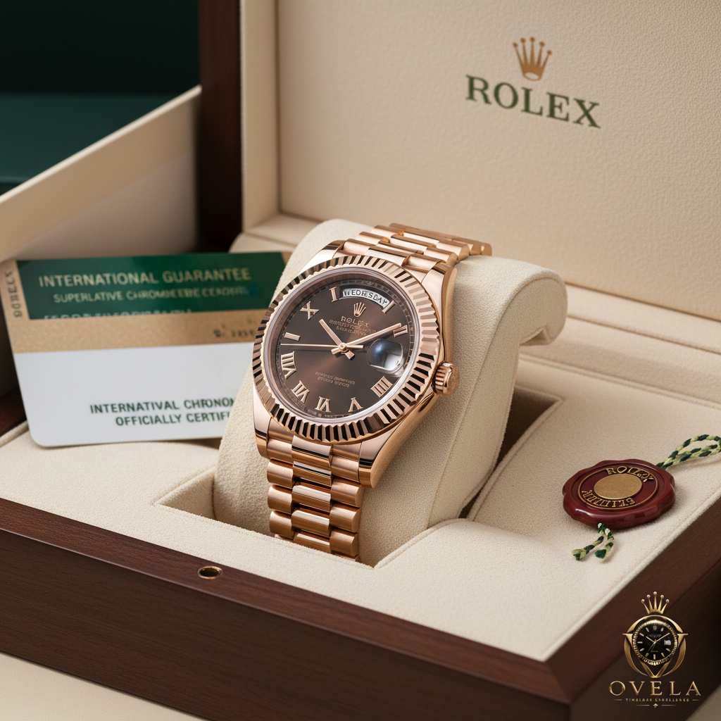 Rolex Day-Date Chocolat - Boîte 3/4 avec logo OVELA