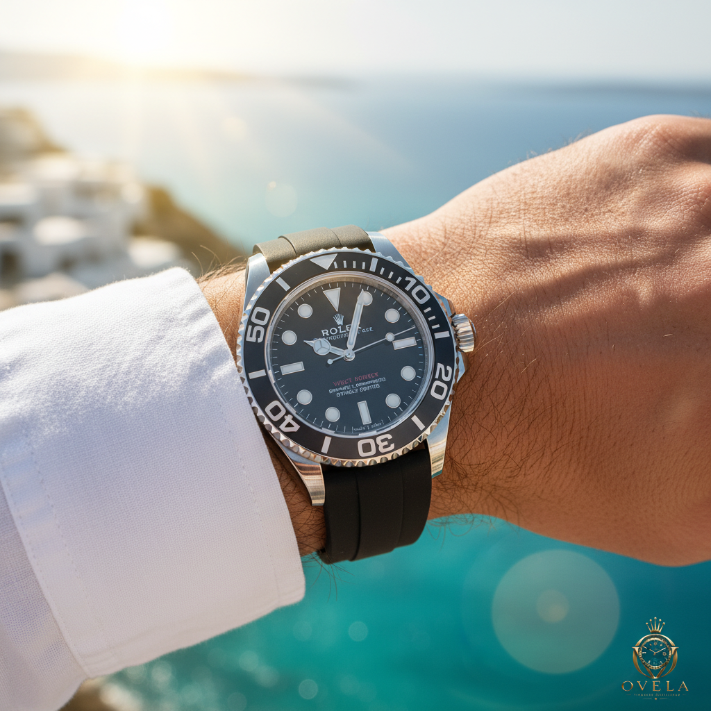 Rolex Yacht-Master Or Blanc - Soleil avec logo OVELA