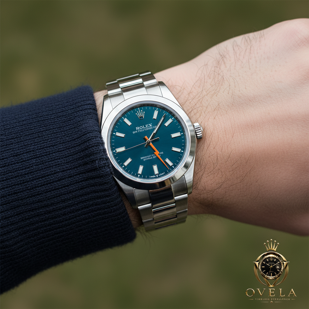 Rolex Milgauss Z-Blue - Poignet pull marine avec logo OVELA