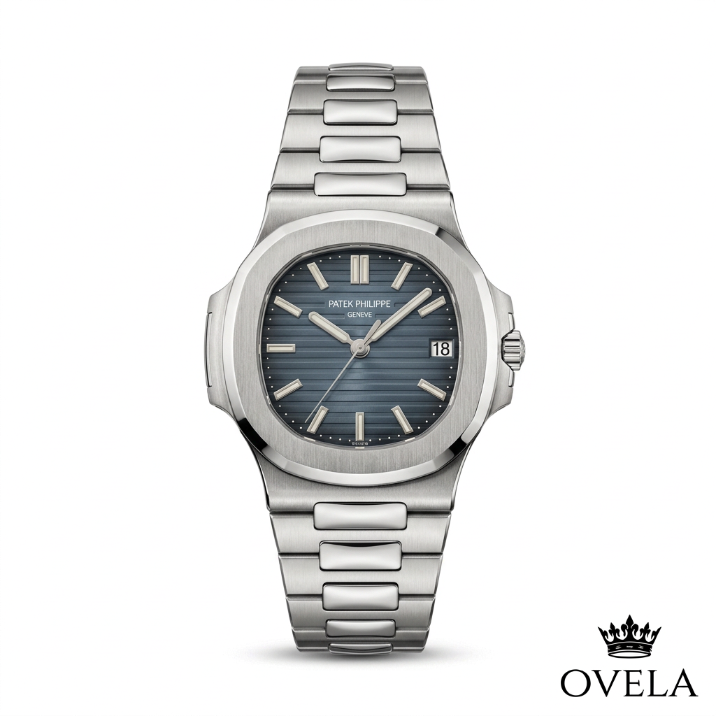 Couverture OVELA montre à cadran bleu-gris et bracelet argenté