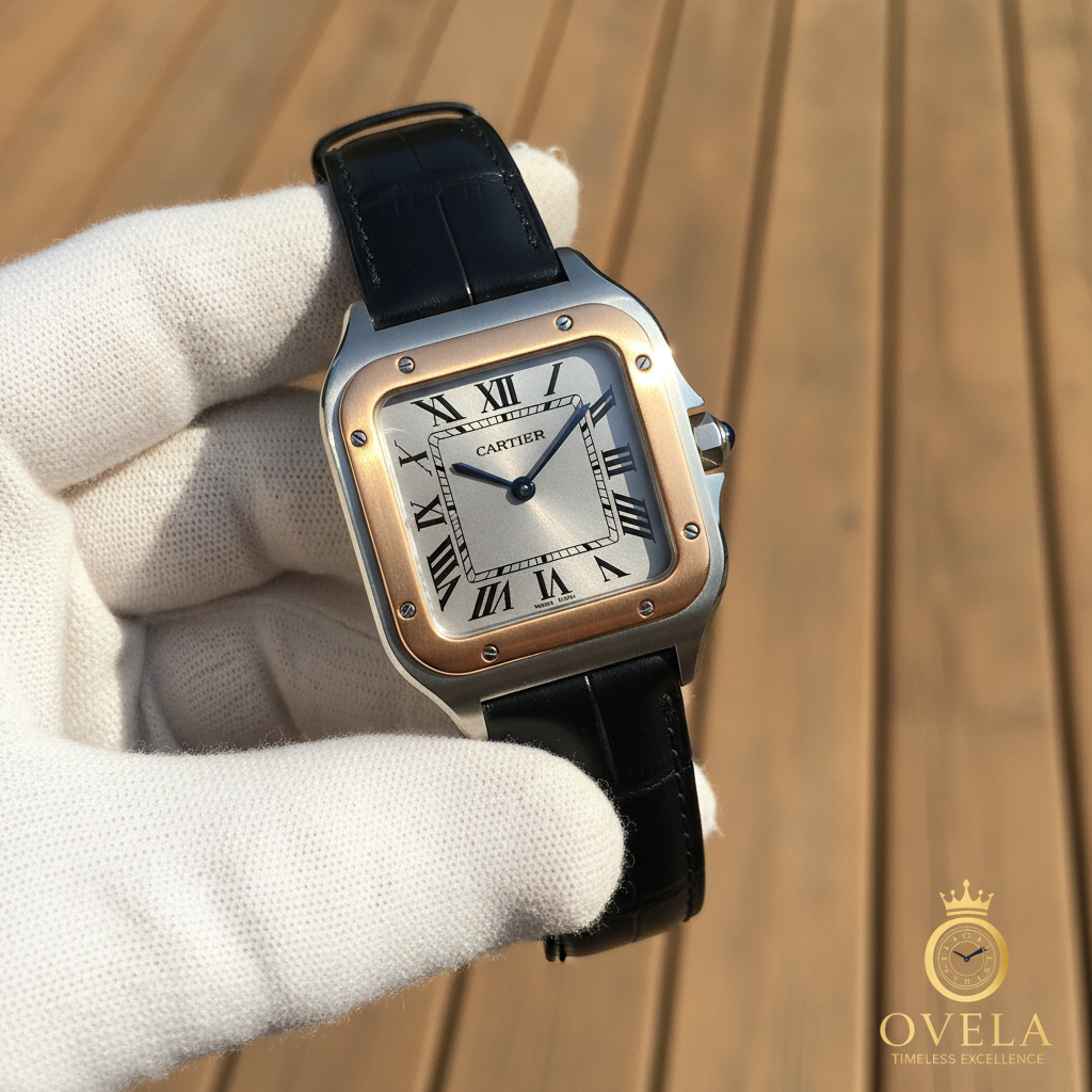 Cartier Santos-Dumont - Main gants crème avec logo OVELA