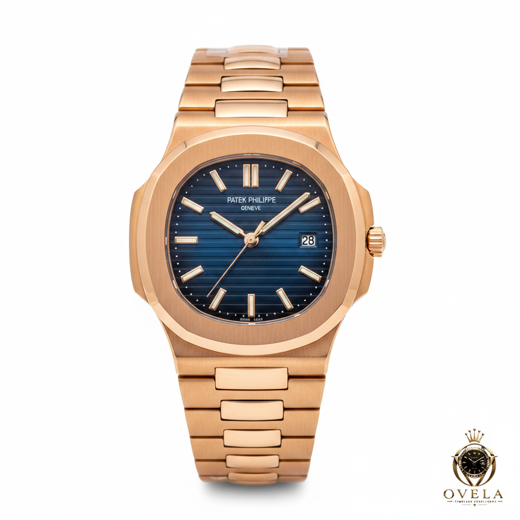Patek Philippe Nautilus Or Rose - Gros plan cadran bleu
