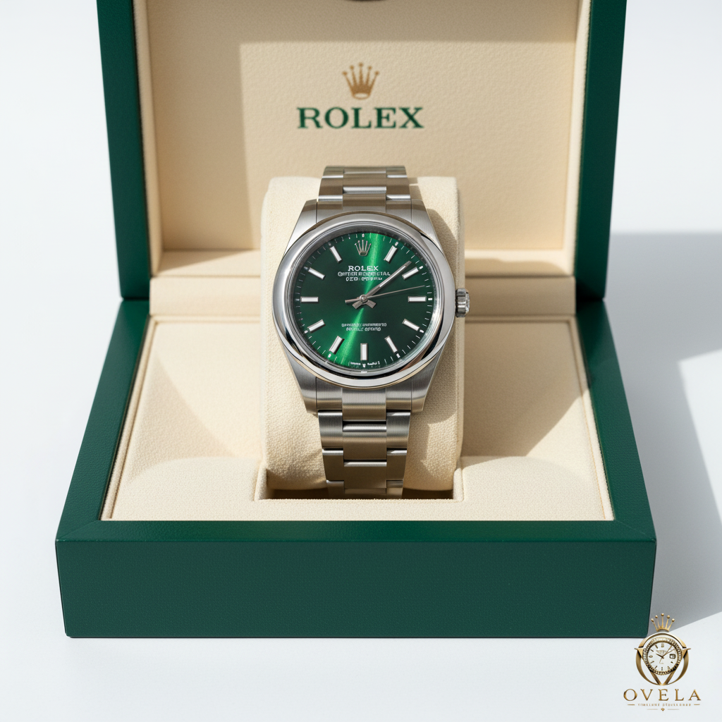Rolex Oyster Perpetual Vert - Boîte officielle avec logo OVELA
