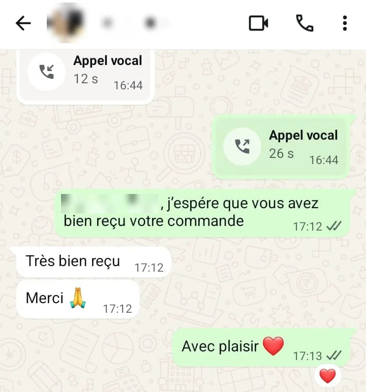 Avis client WhatsApp