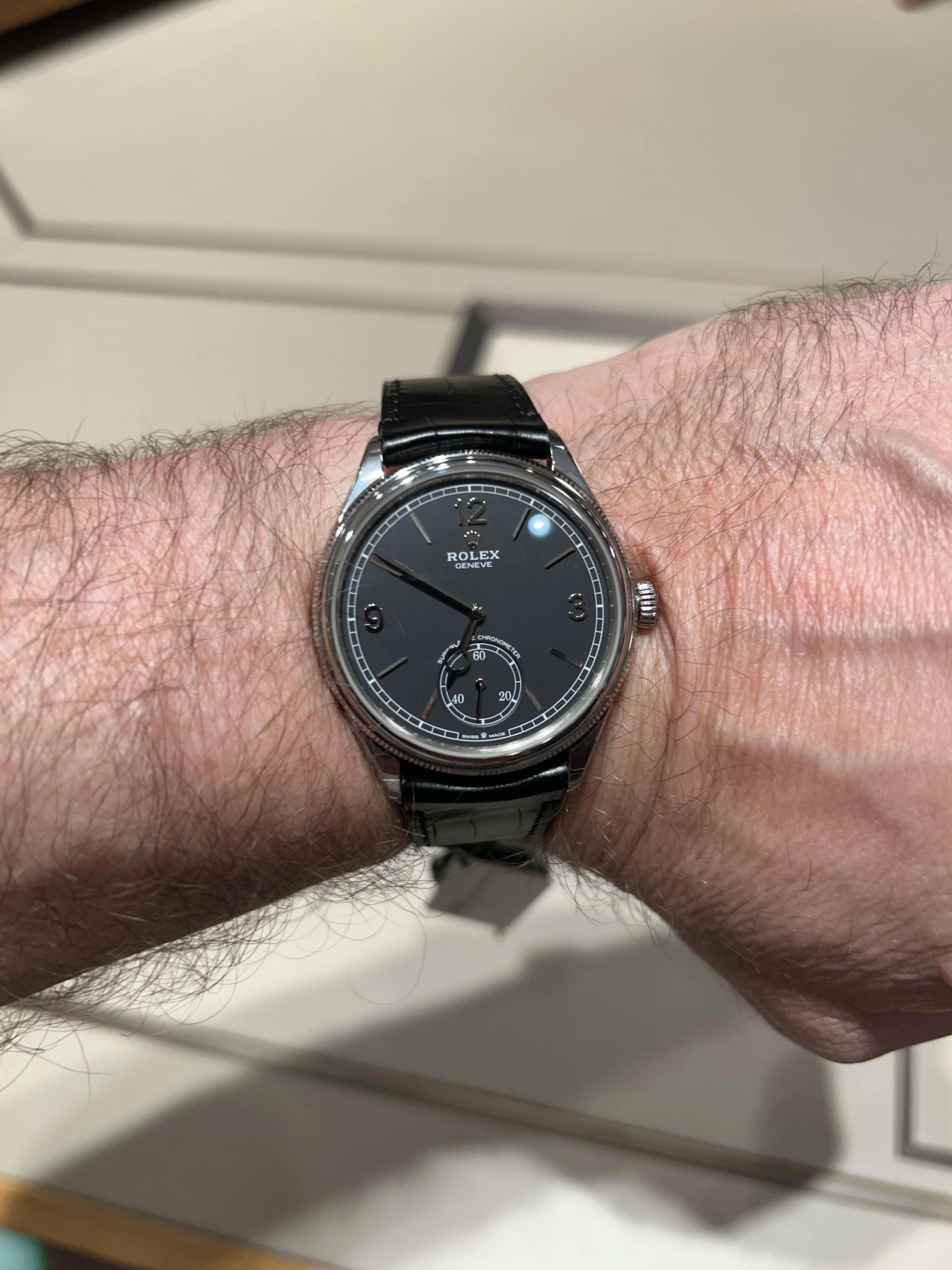 Rolex 1908 collection,39 mm,18 kt OR BLANC