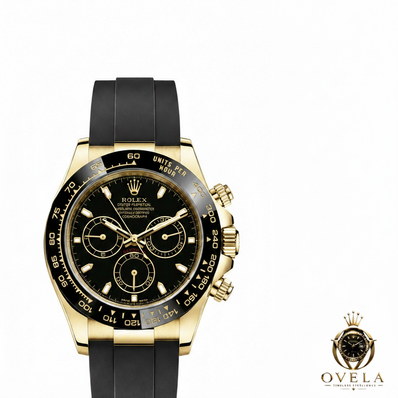 Rolex Daytona Or Jaune Noir Oysterflex face + OVELA