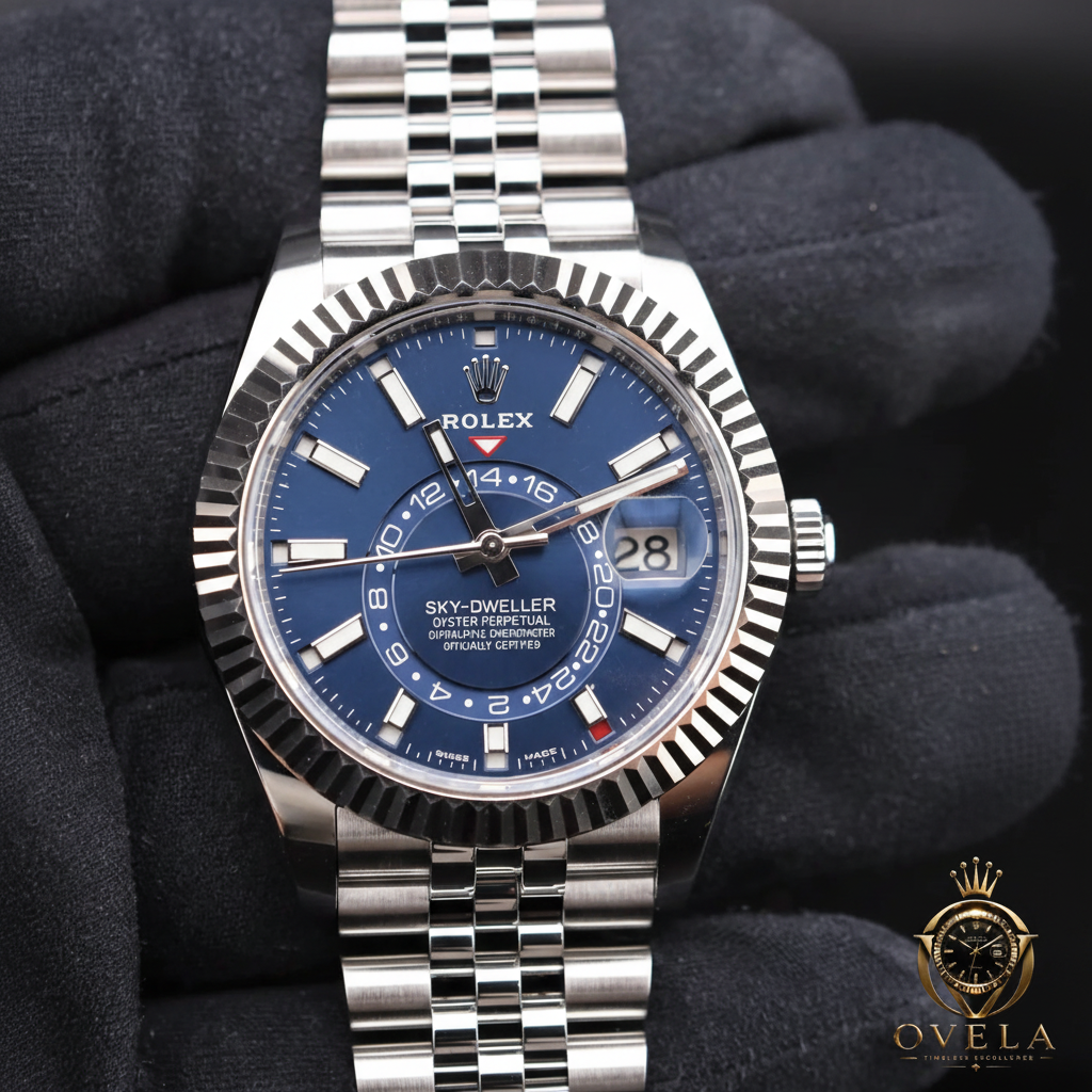 Sky-Dweller Blue - Tissu noir + OVELA