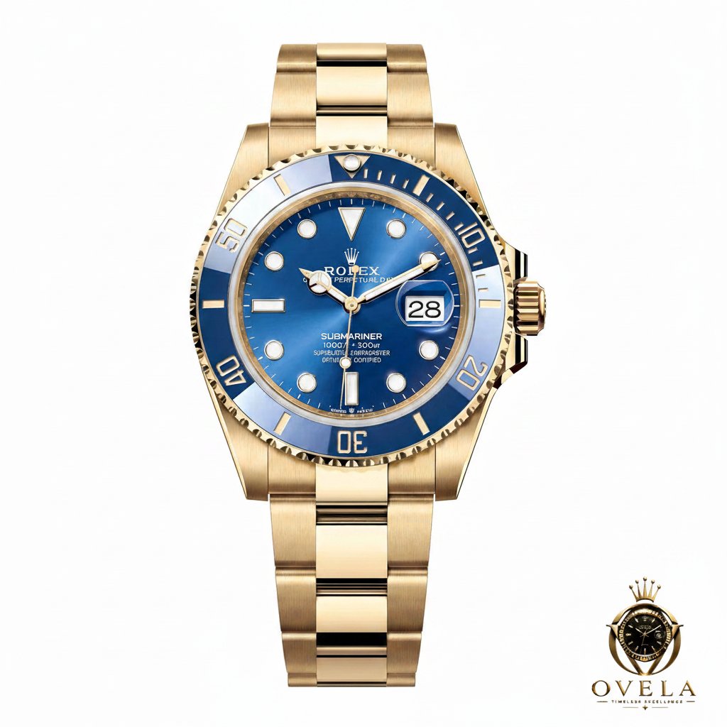 Submariner Or/Bleu - Fond blanc + OVELA